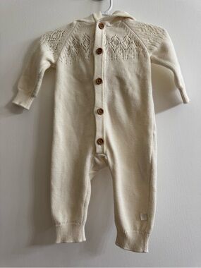 Little Planet by Carters Baby Knit One-Piece Romper in Cream with Buttons